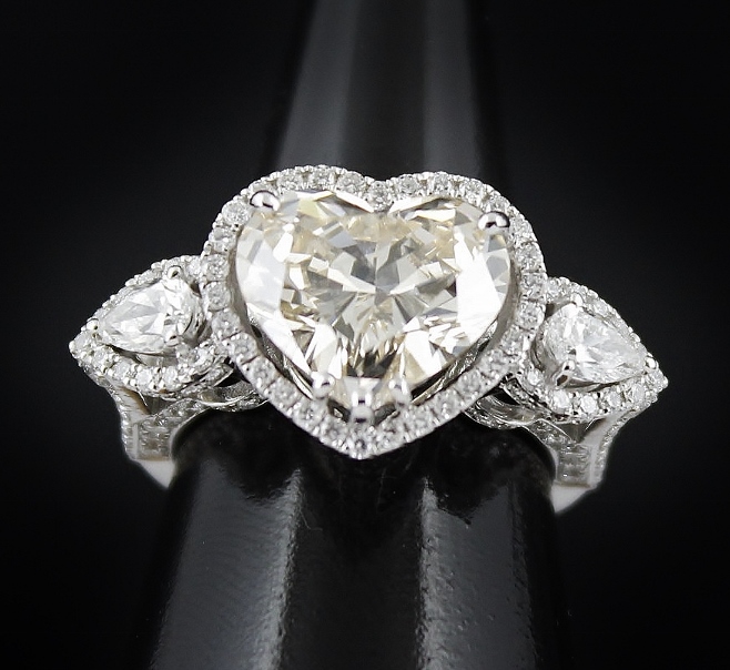 (image for) 4.59 CARAT 18K WHITE GOLD "FANCY LIGHT BROWNISH YELLOW" DIAMOND RING BY "ADLER" WITH GIA CERT